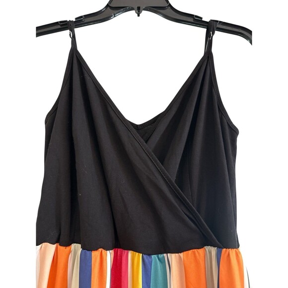 OUGES Women's Striped Summer Maxi Dress Adjustable Straps Size M Side Pockets - Picture 3 of 10